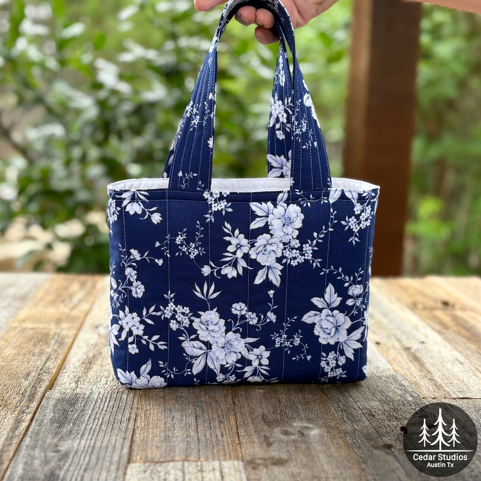 Quilted Bible Tote Bag Blue-tiful