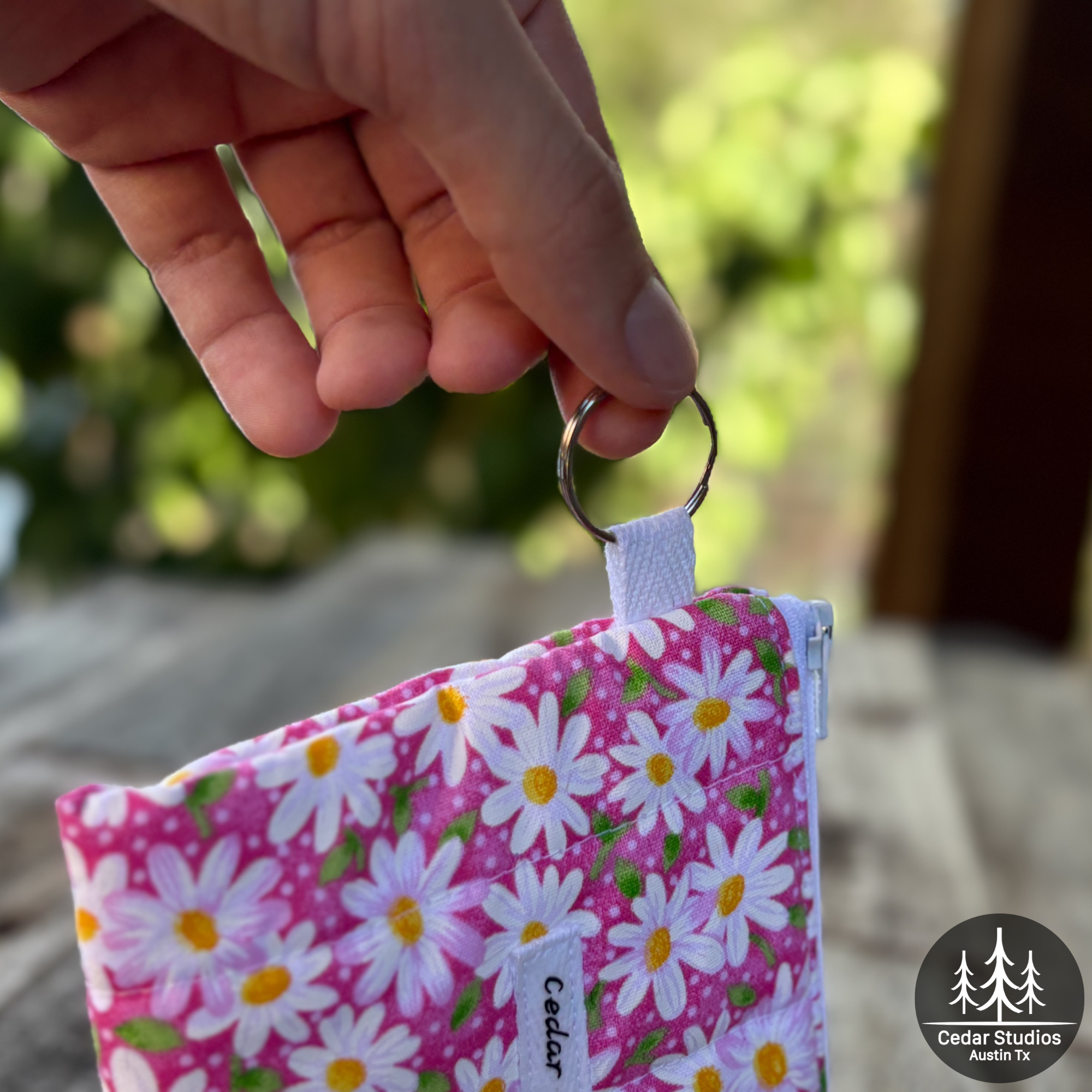 Blue Daisy Keychain Wallet
