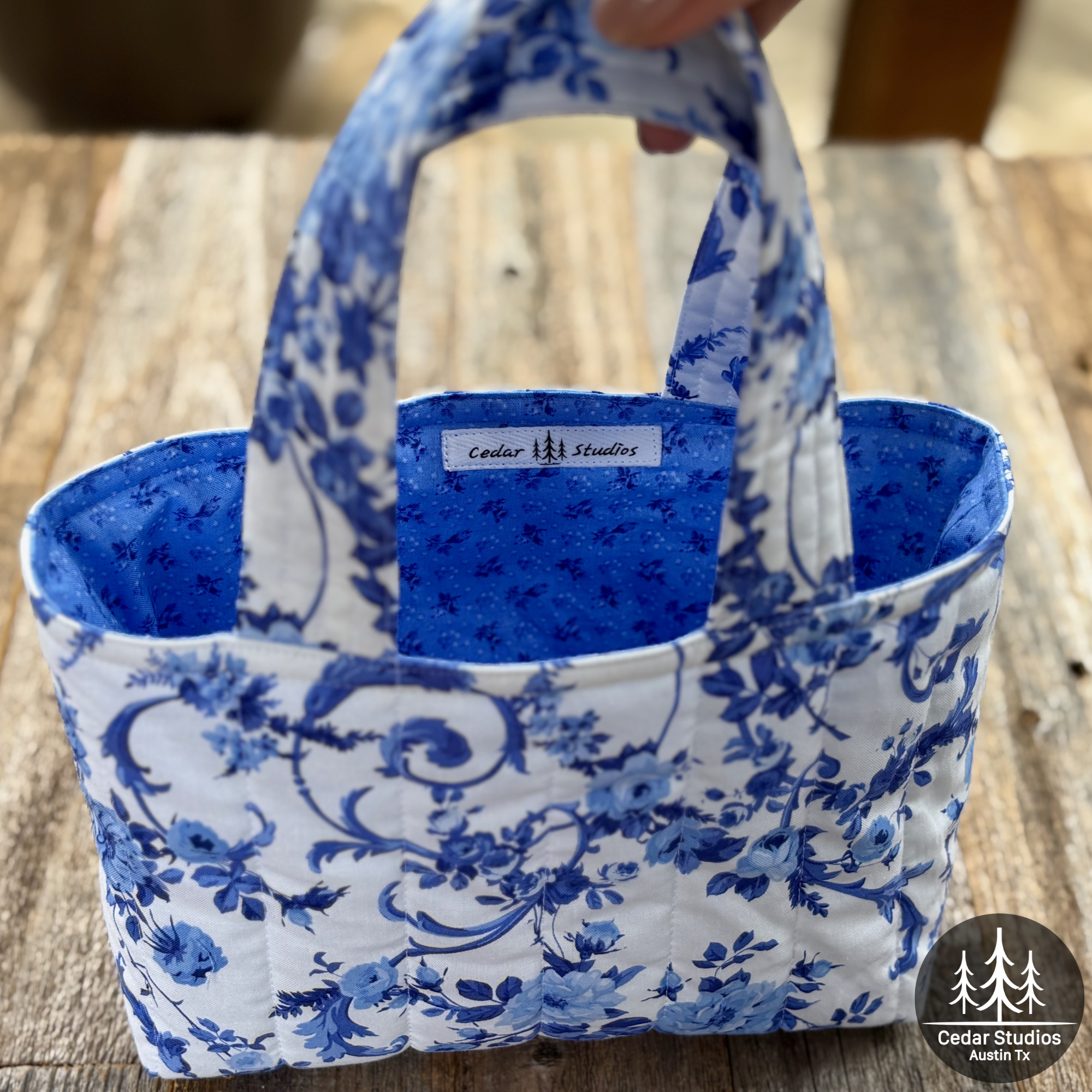 Quilted Bible Tote Bag Blue-tiful