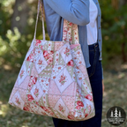Patchwork Rose Quilted Weekender Tote Bag