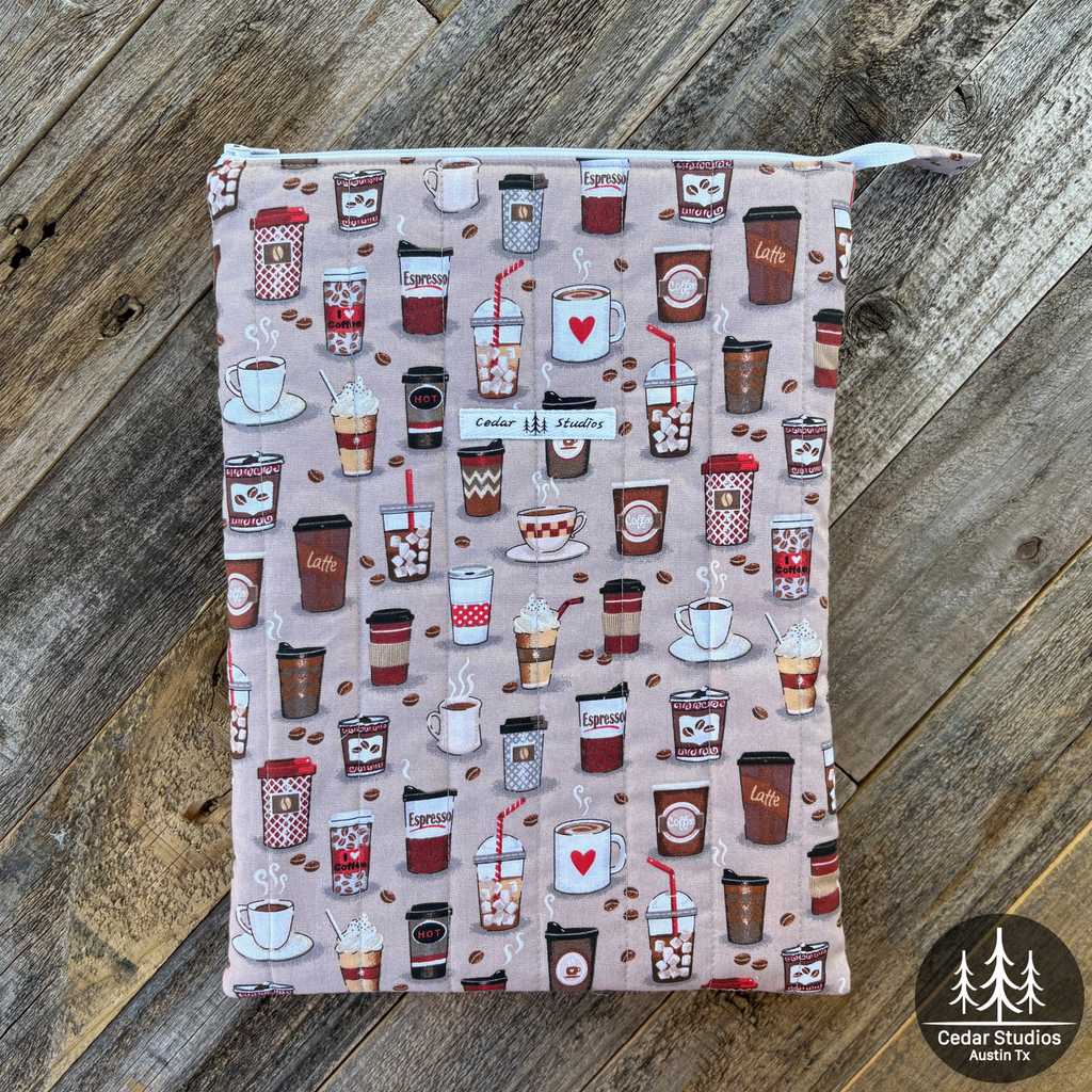 Coffee Time Handmade Quilted Laptop Sleeve 13"