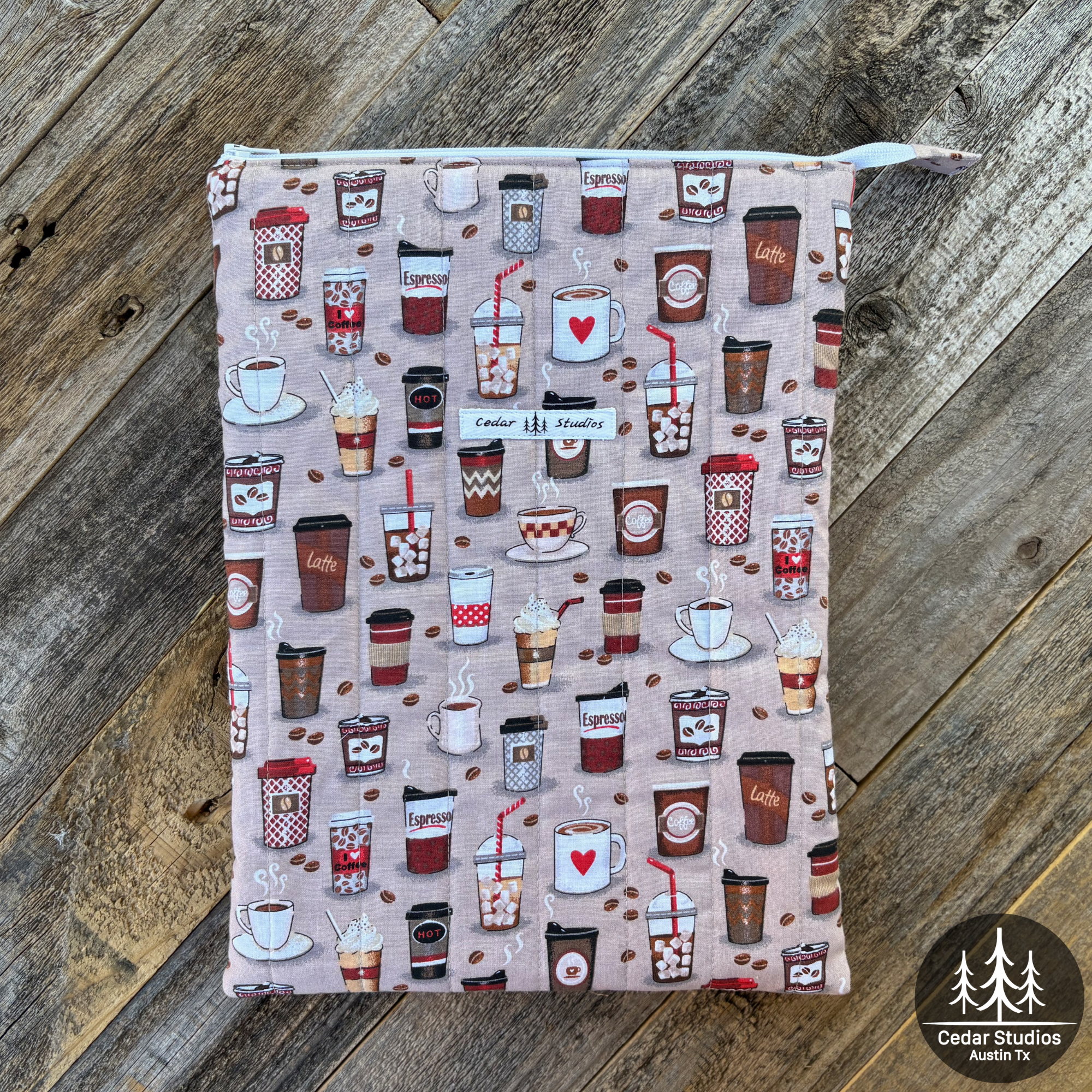 Coffee Time Handmade Quilted Laptop Sleeve 13"