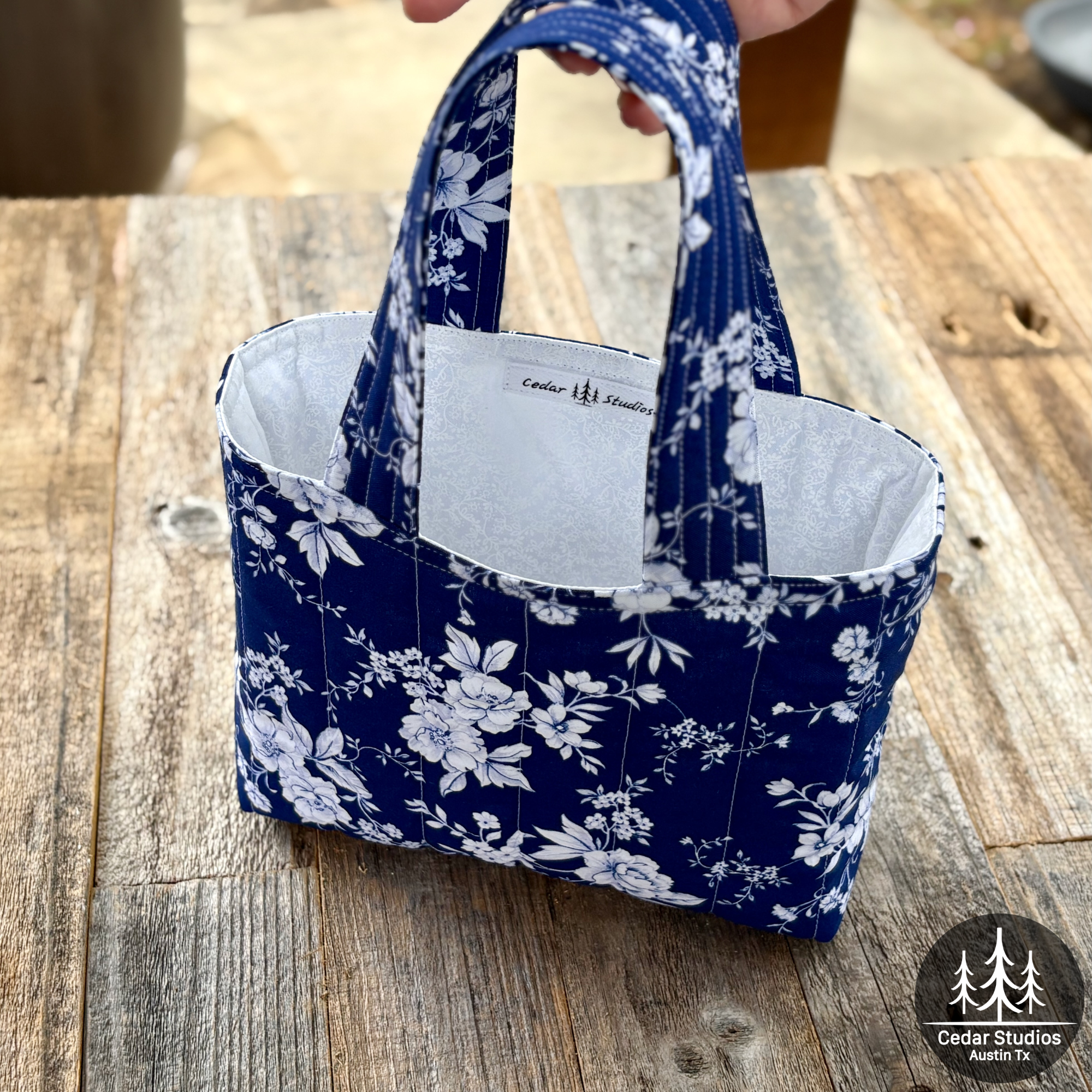 Quilted Bible Tote Bag Blue-tiful