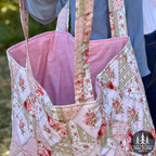 Patchwork Rose Quilted Weekender Tote Bag