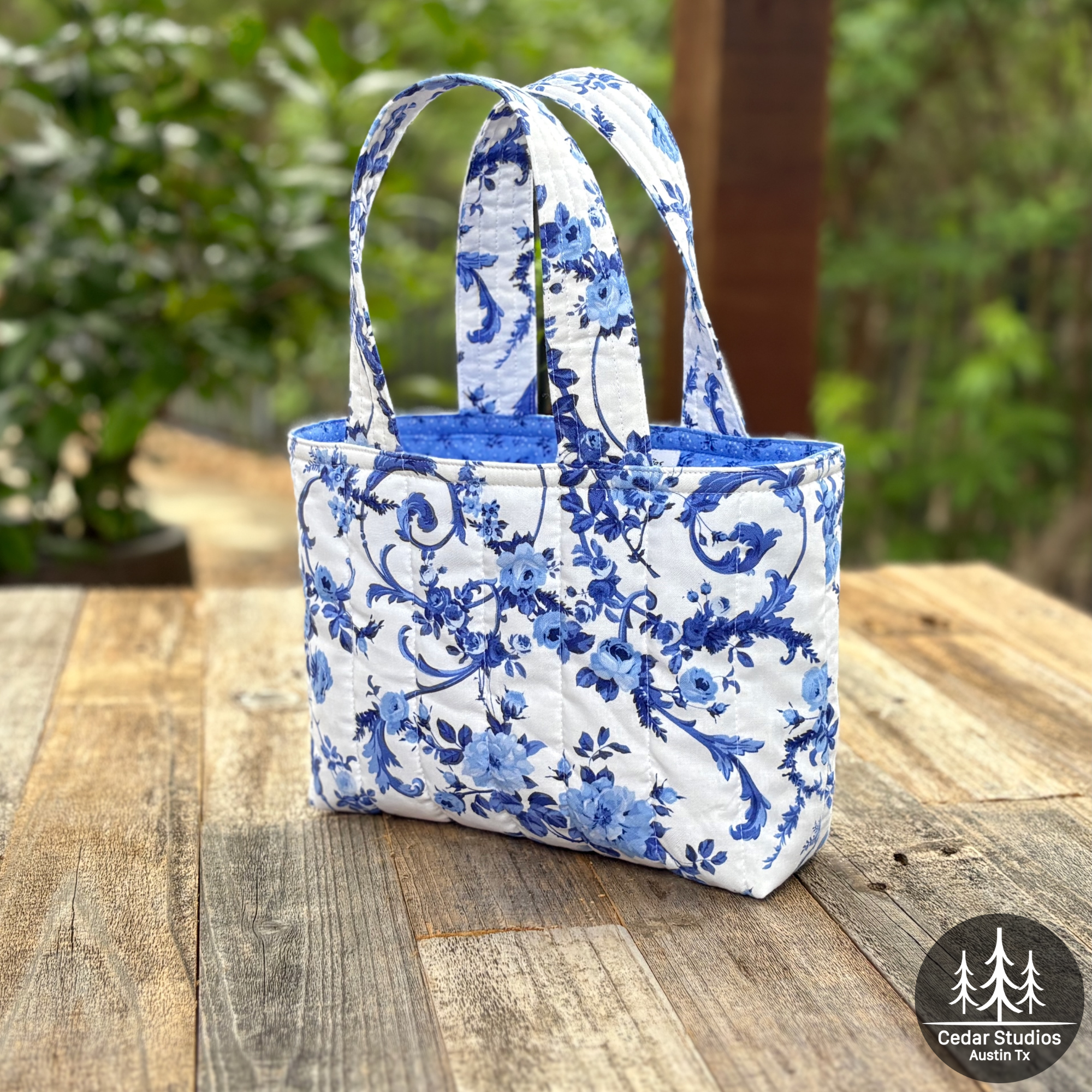 Quilted Bible Tote Bag Blue-tiful