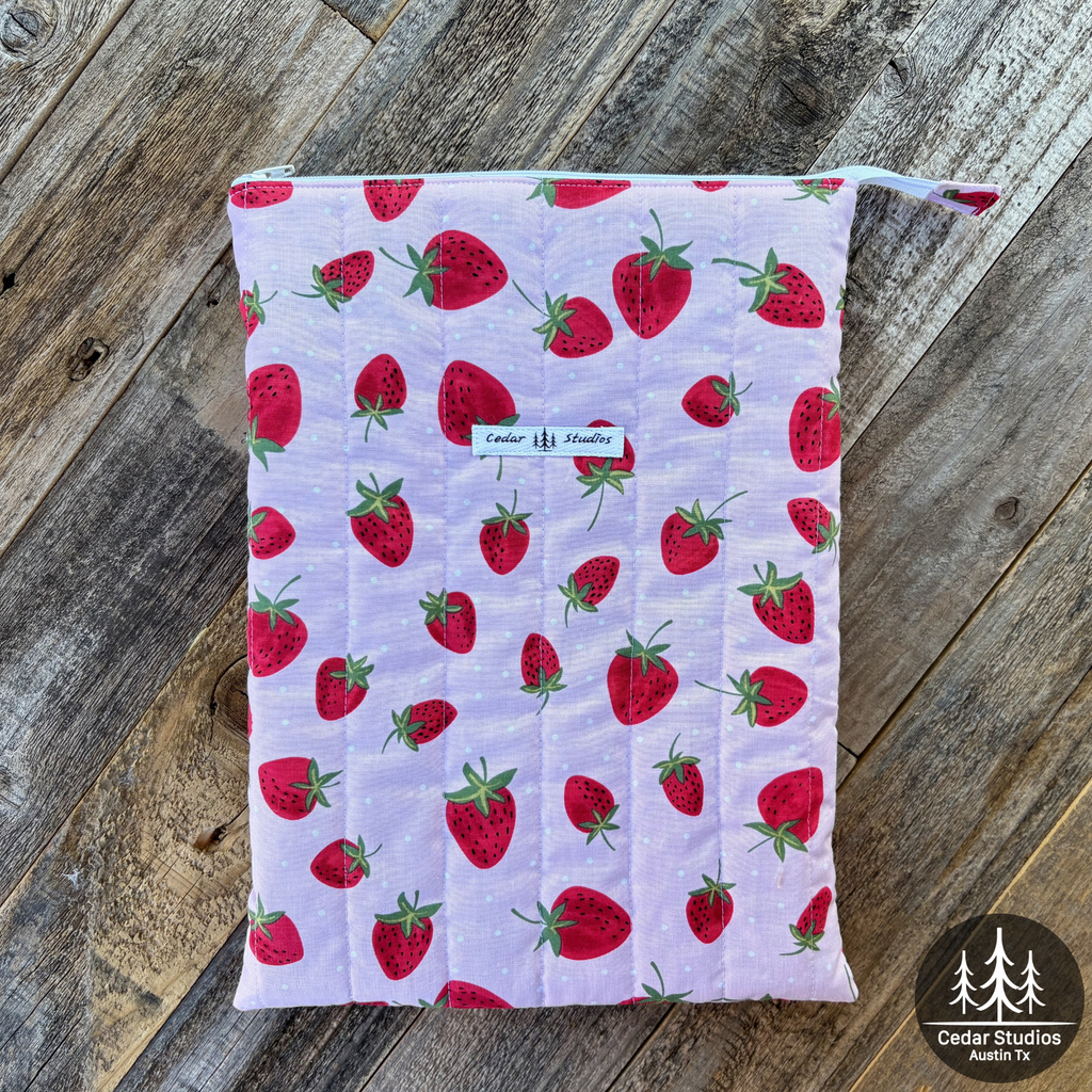Strawberry Patch Handmade Quilted Laptop Sleeve 13"