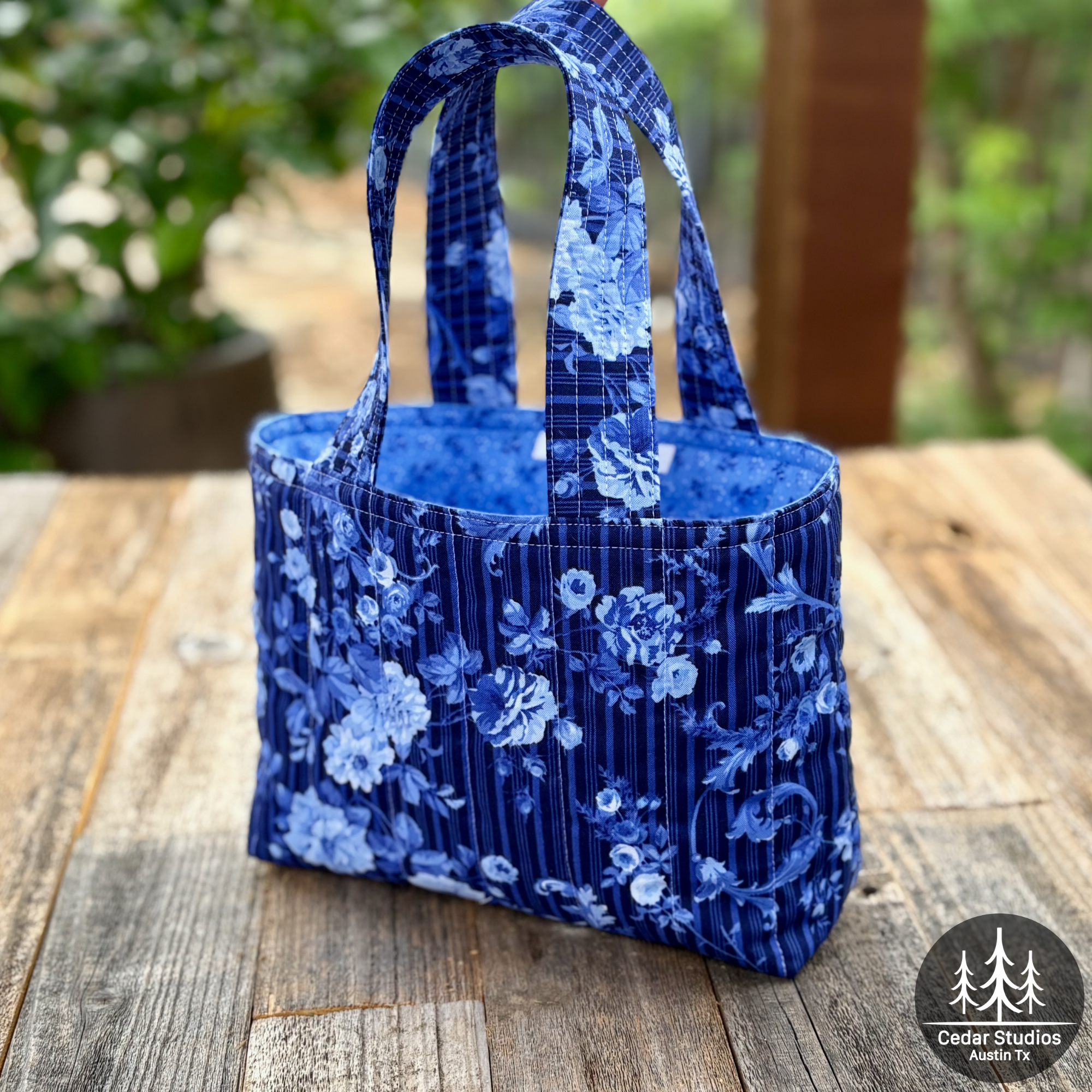 Quilted Bible Tote Bag Blue-tiful