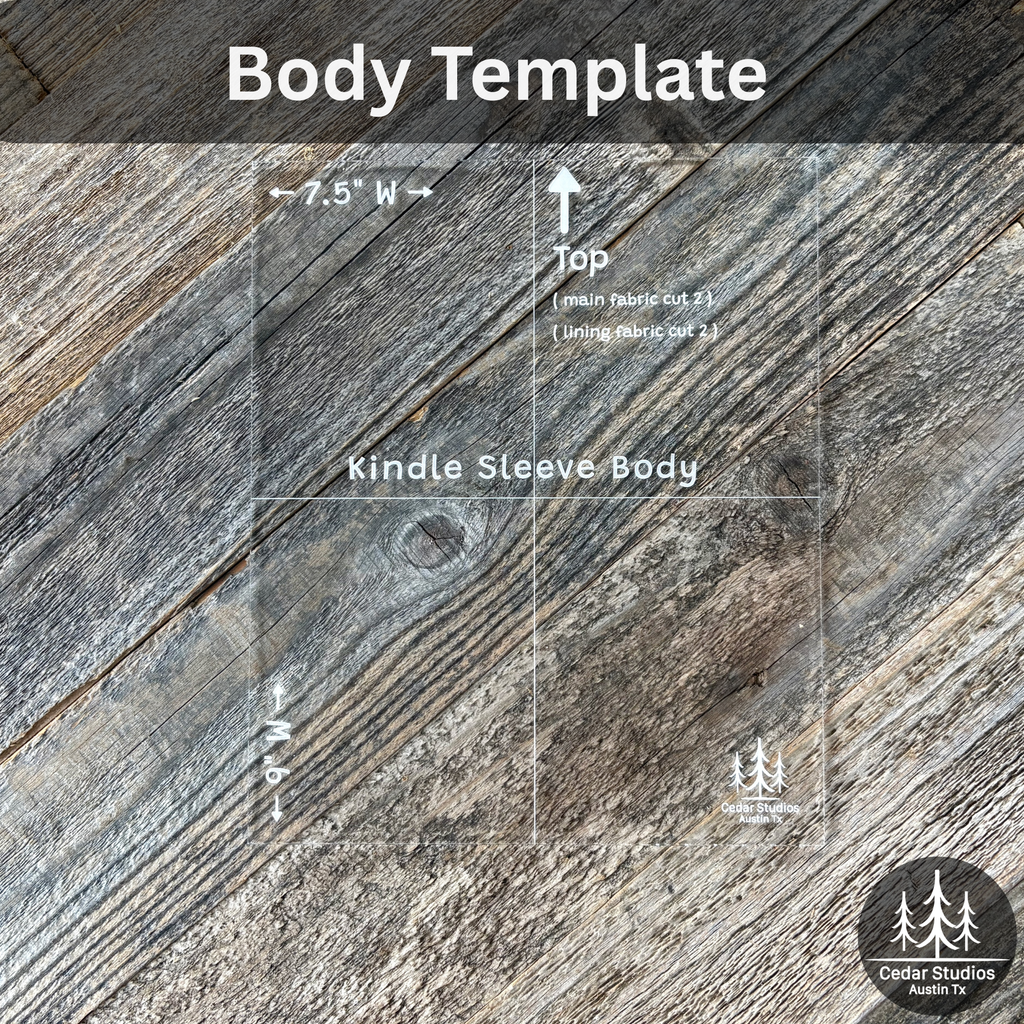 Kindle Sleeve Template Set | Acrylic Quilting Pattern for Book Sleeve with Optional Pocket