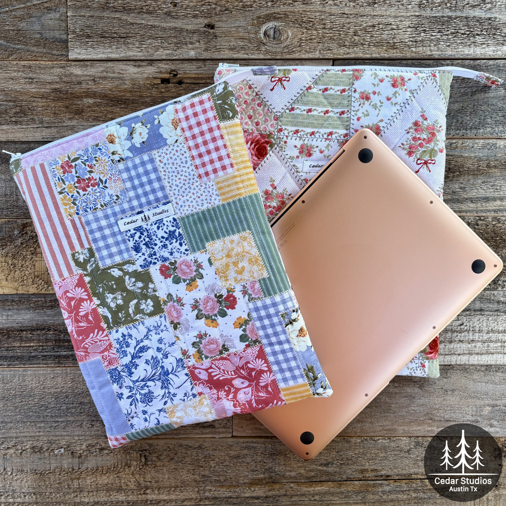 Strawberry Patch Handmade Quilted Laptop Sleeve 13"