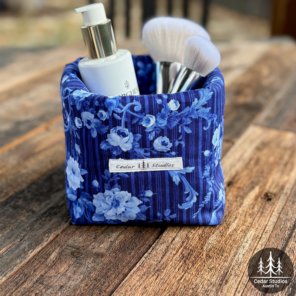 Handmade Puffy Fabric Bowl Organizer – Blue-tiful