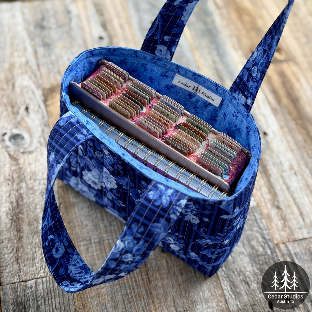 Quilted Bible Tote Bag Blue-tiful