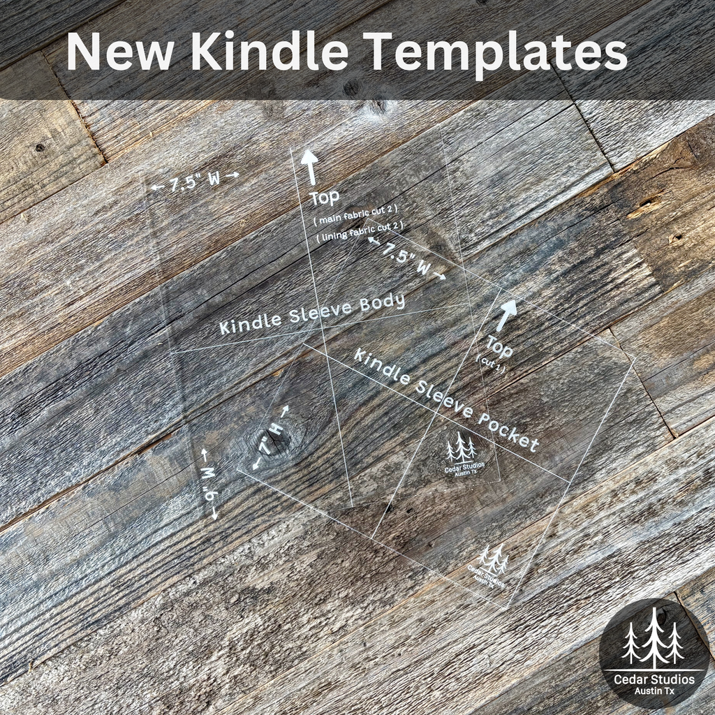Kindle Sleeve Template Set | Acrylic Quilting Pattern for Book Sleeve with Optional Pocket
