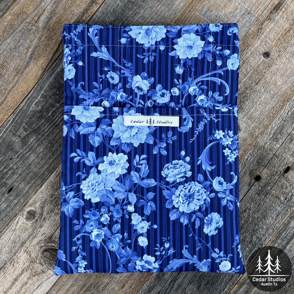 Handmade Quilted Large Book Sleeve – Blue-tiful