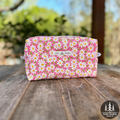 Pink Daisy Quilted Makeup Bag