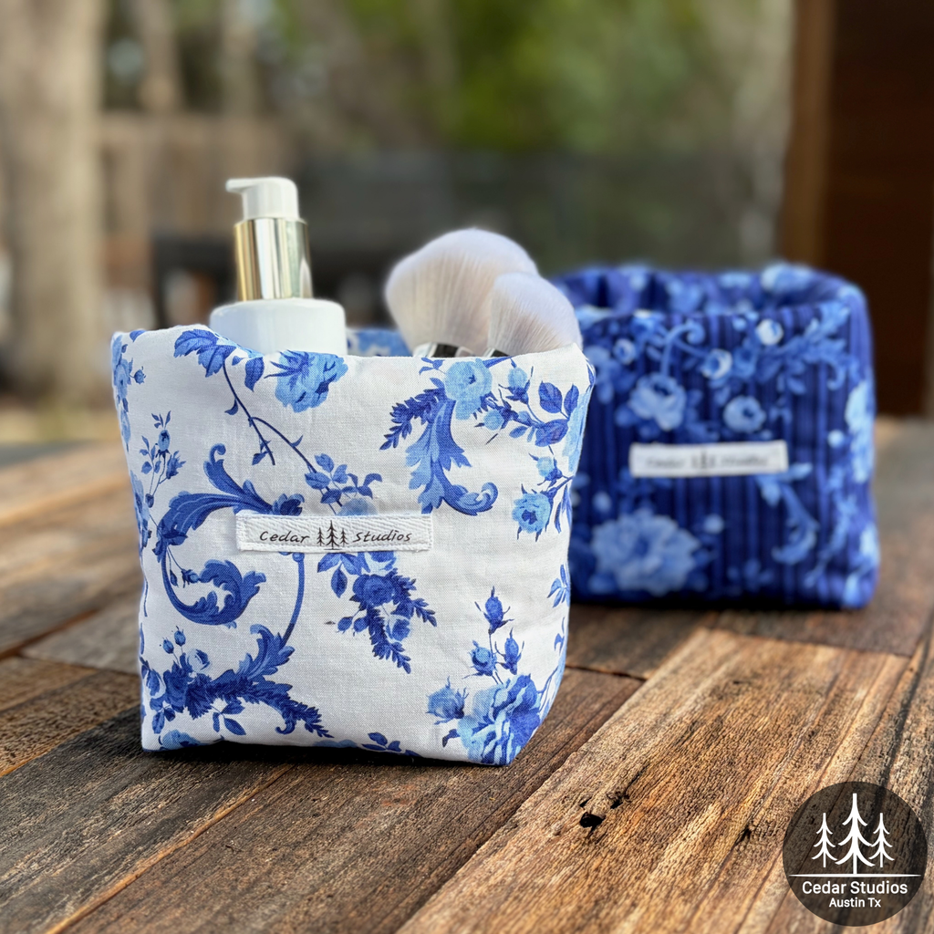 Handmade Puffy Fabric Bowl Organizer – Blue-tiful