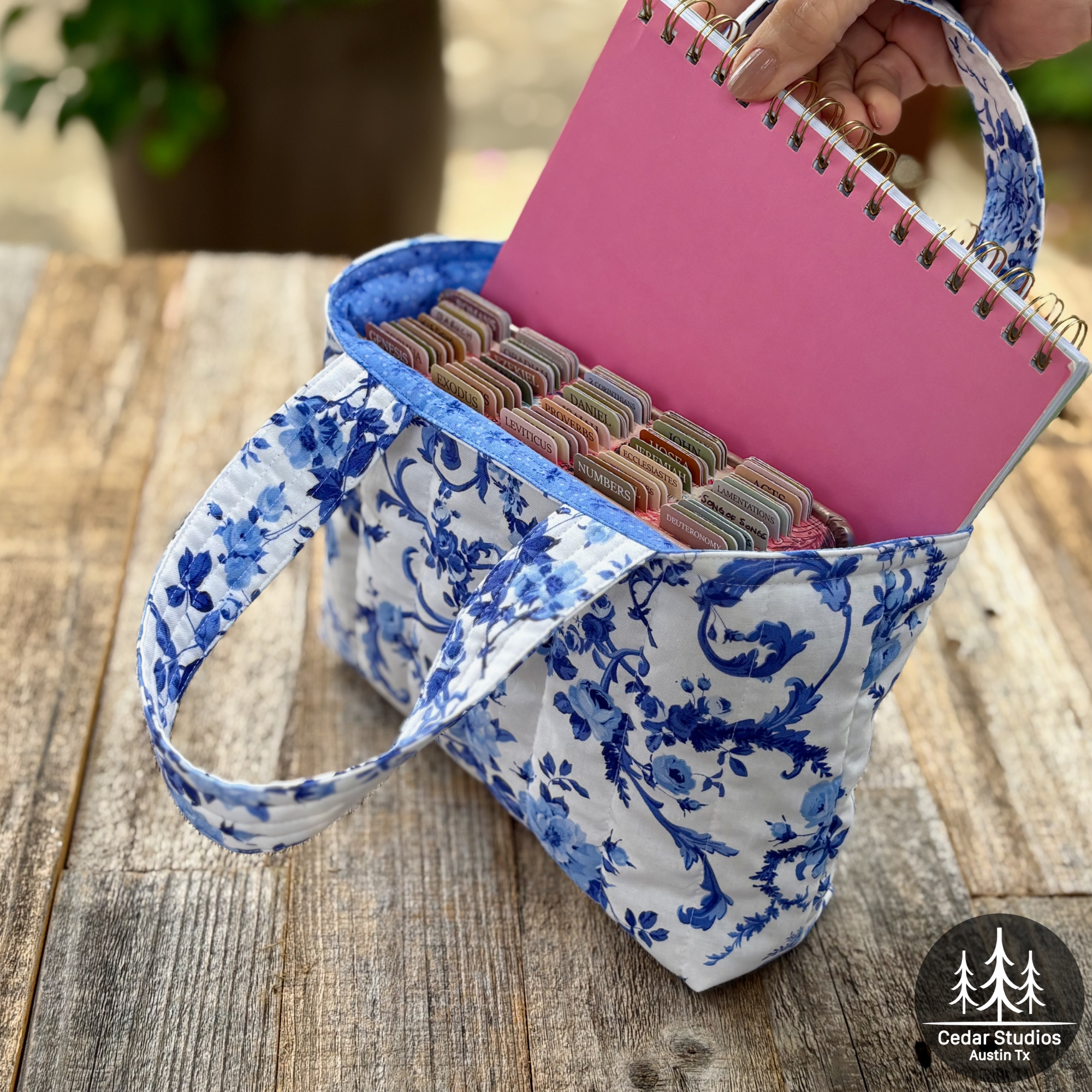 Quilted Bible Tote Bag Blue-tiful