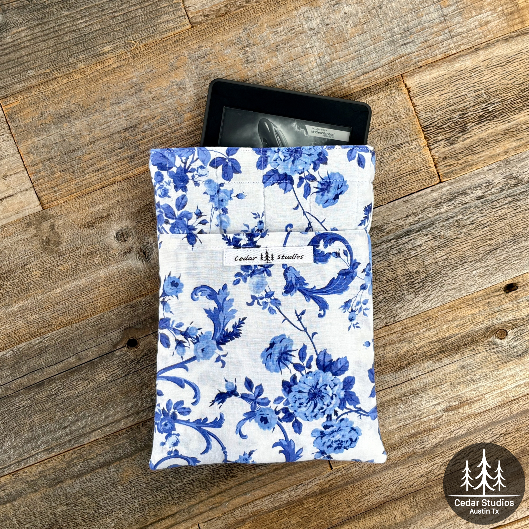 Handmade Quilted Kindle Sleeve - Blue-tiful