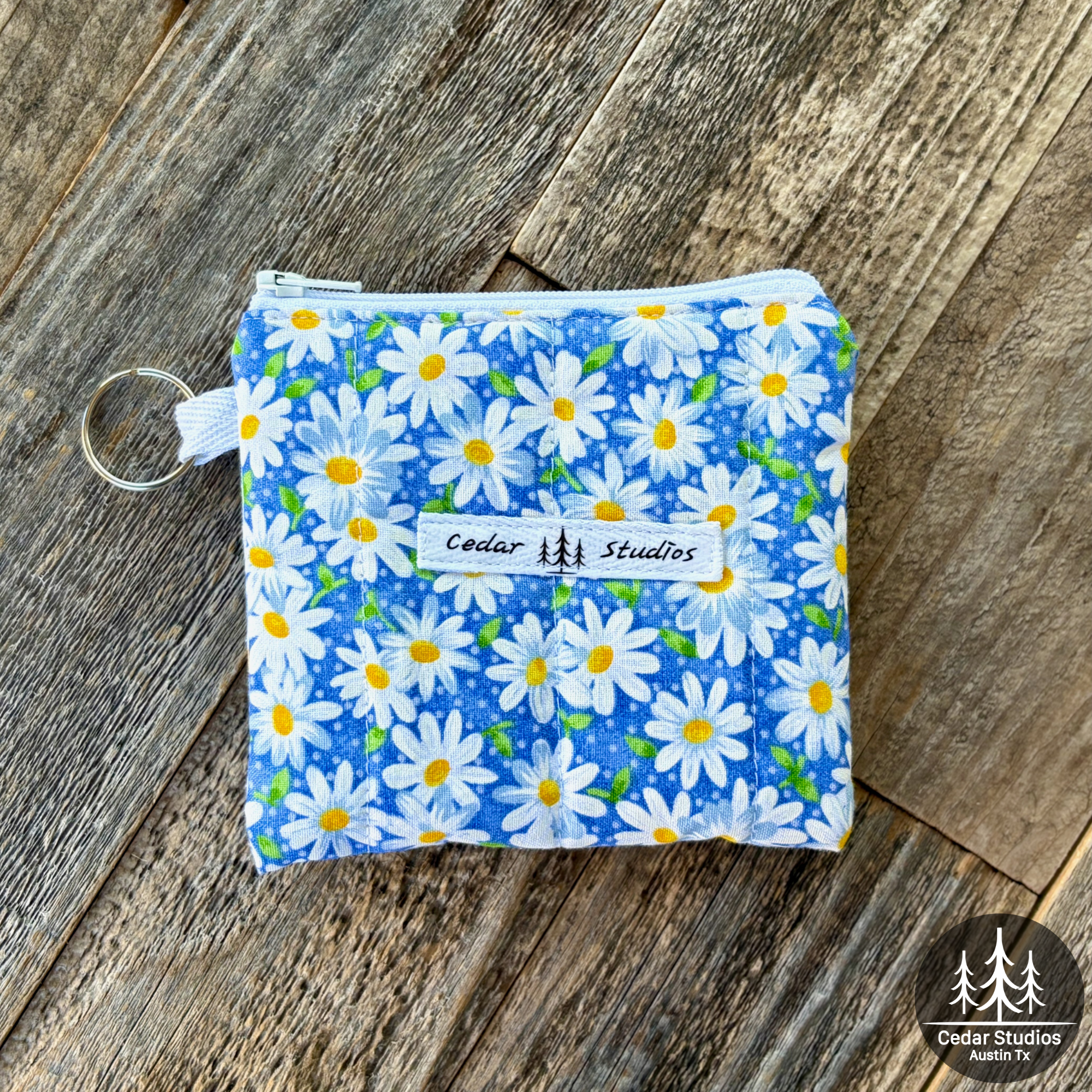 Blue Daisy Keychain Wallet