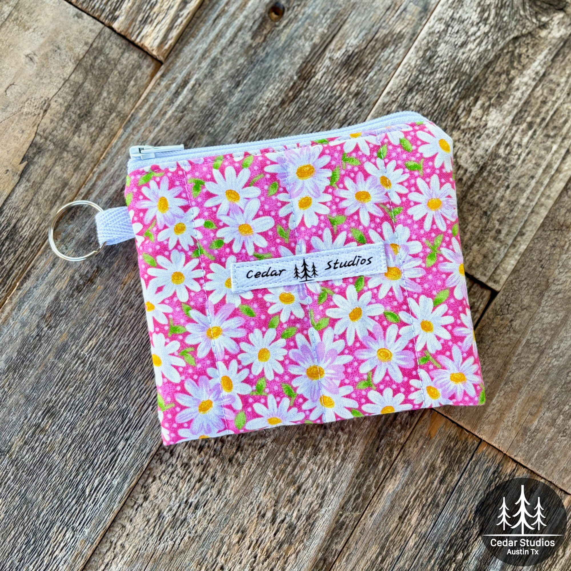 Pink Daisy Keychain Wallet