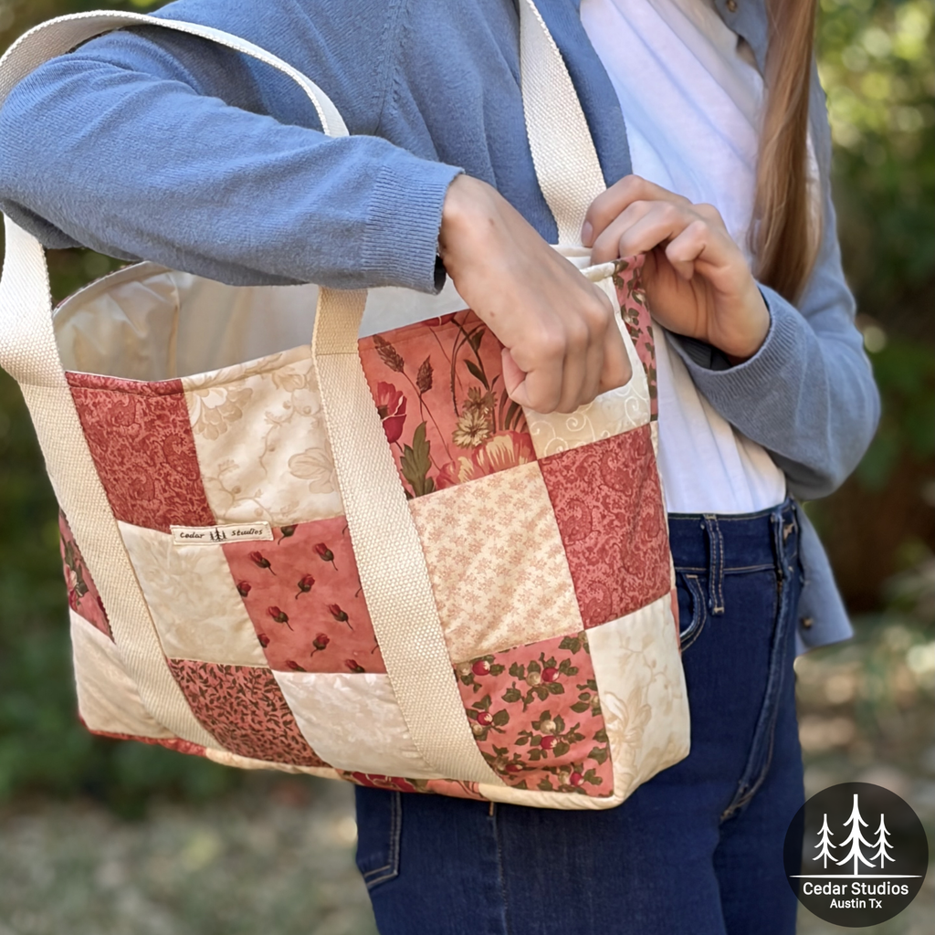 Rosy Posie Patchwork Handmade Patchwork Tote Bag