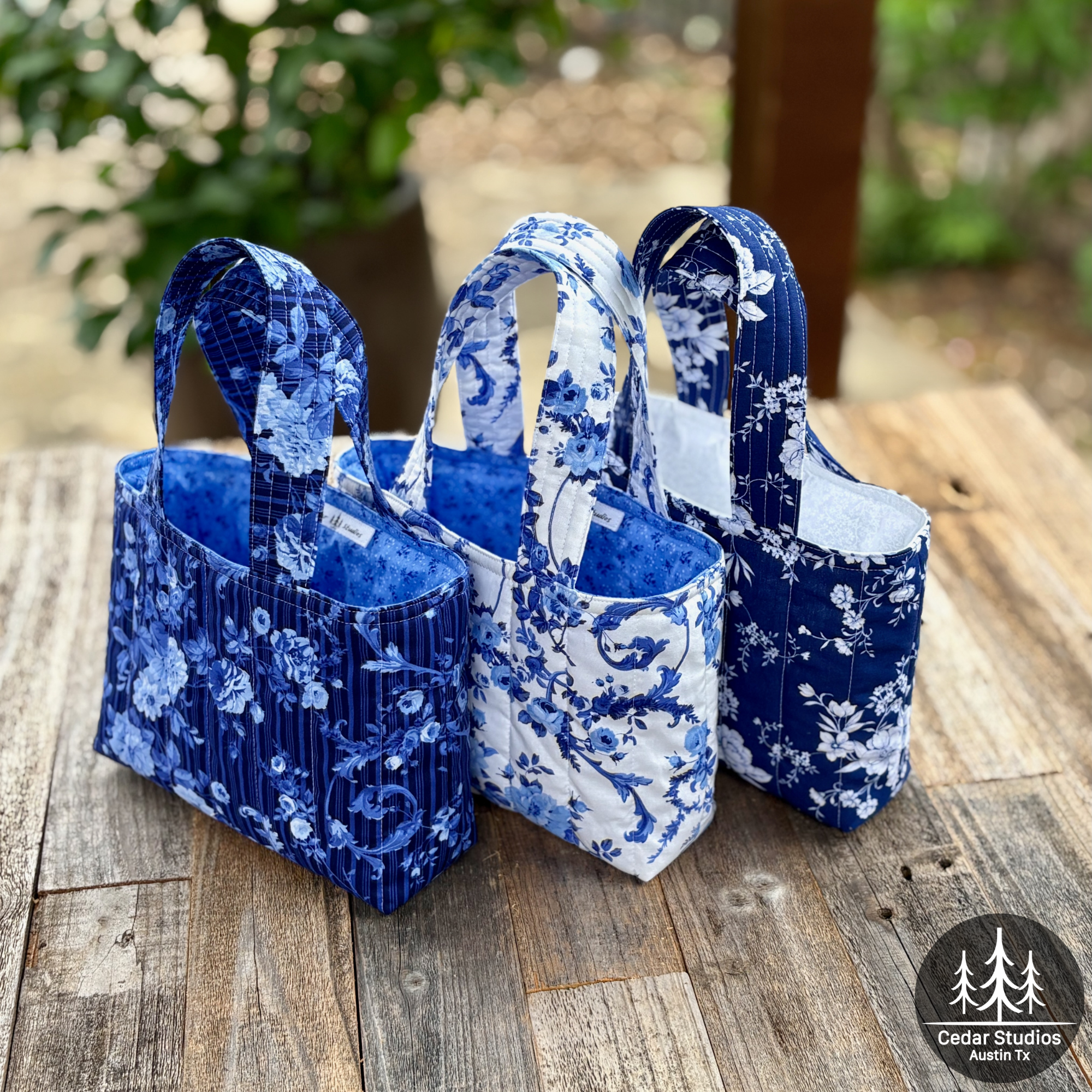 Quilted Bible Tote Bag Blue-tiful