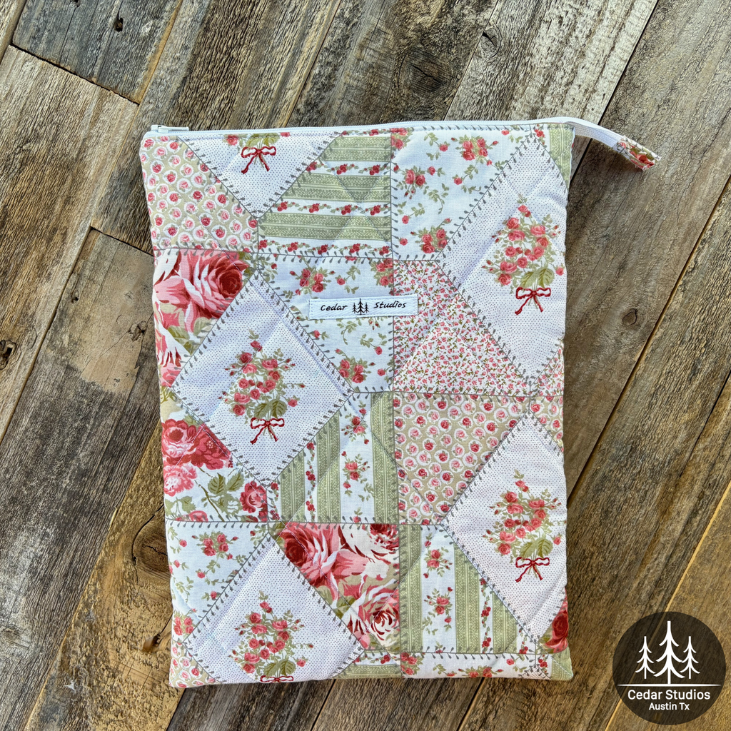 Patchwork Rose Handmade Quilted Laptop Sleeve 13"