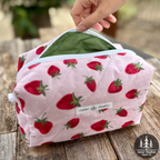 Strawberry Patch Quilted Makeup Bag