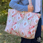 Patchwork Rose Quilted Weekender Tote Bag