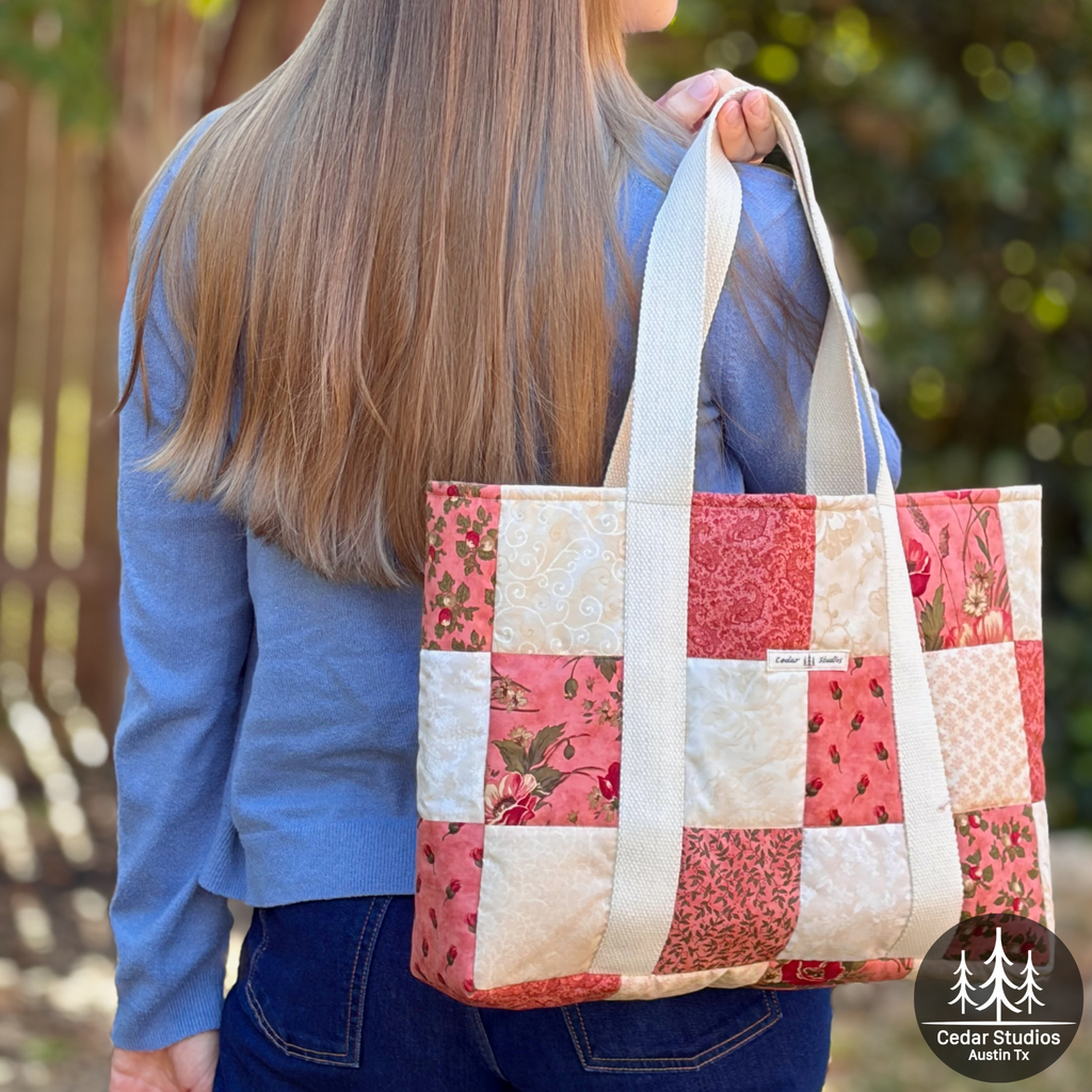 Rosy Posie Patchwork Handmade Patchwork Tote Bag