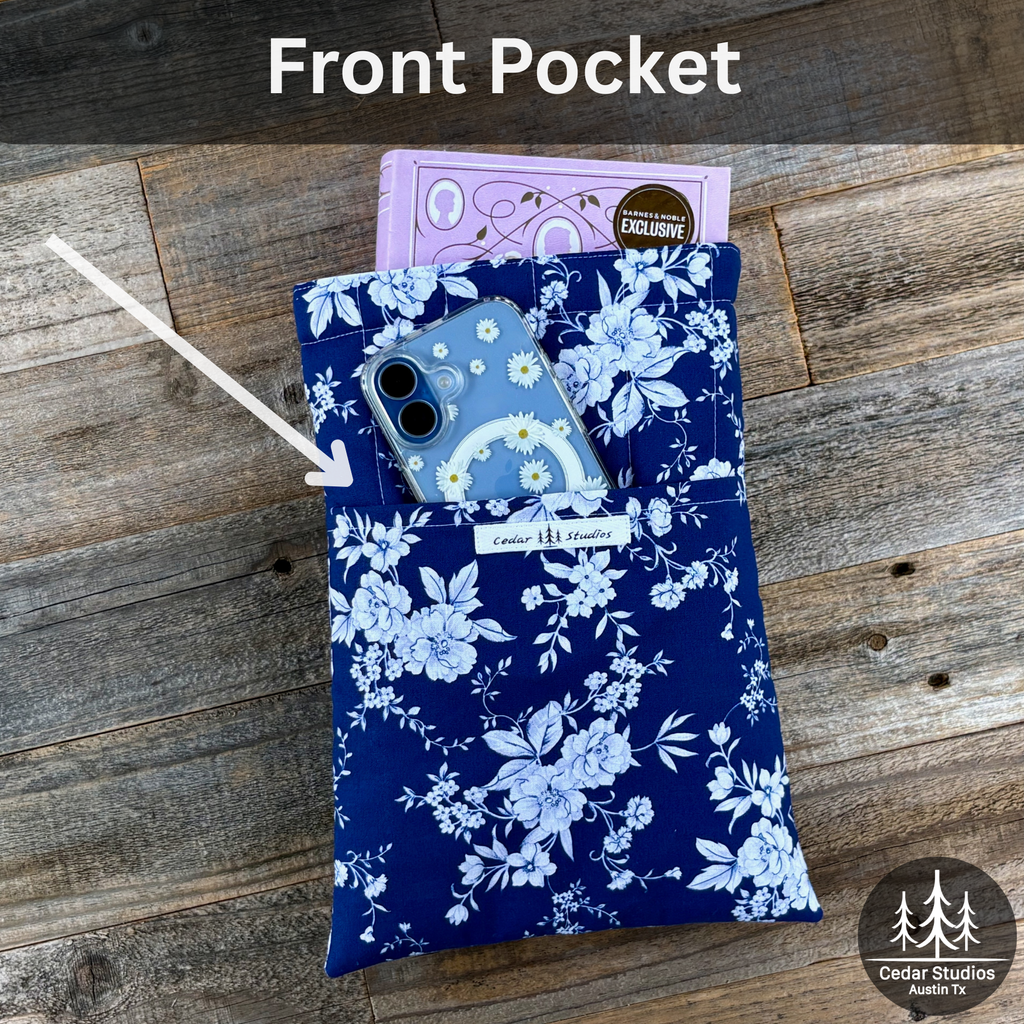 Handmade Quilted Large Book Sleeve – Blue-tiful