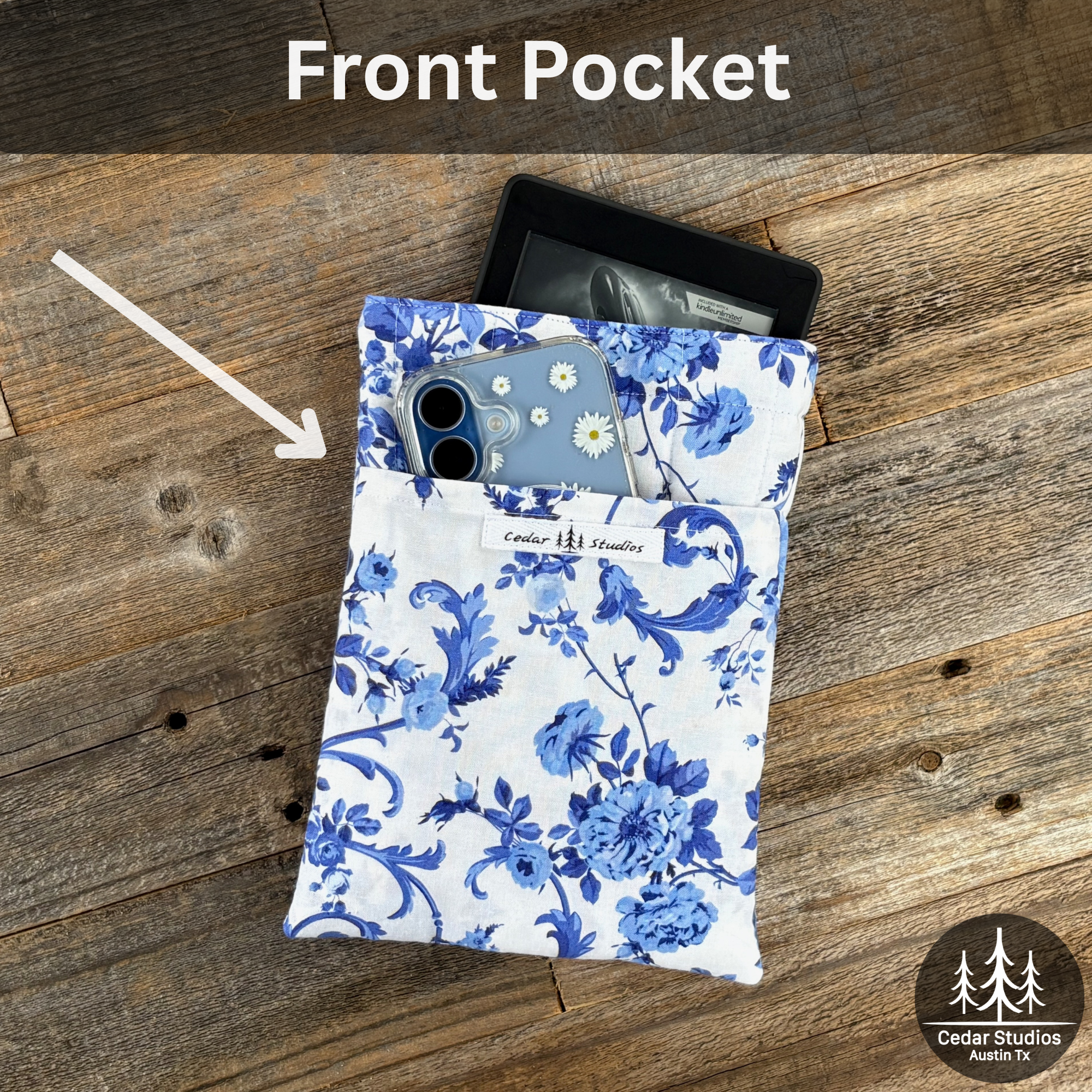 Handmade Quilted Kindle Sleeve - Blue-tiful