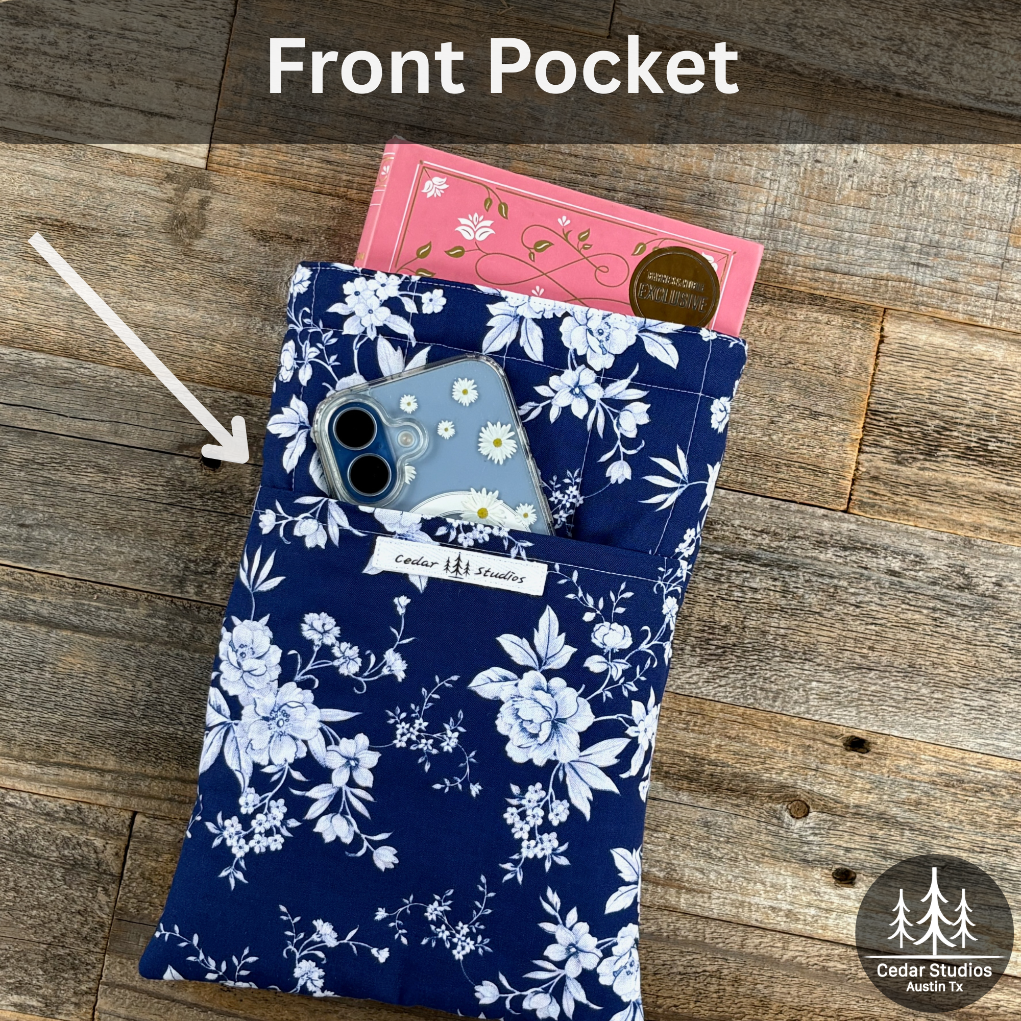 Handmade Quilted Medium Book Sleeve – Blue-tiful
