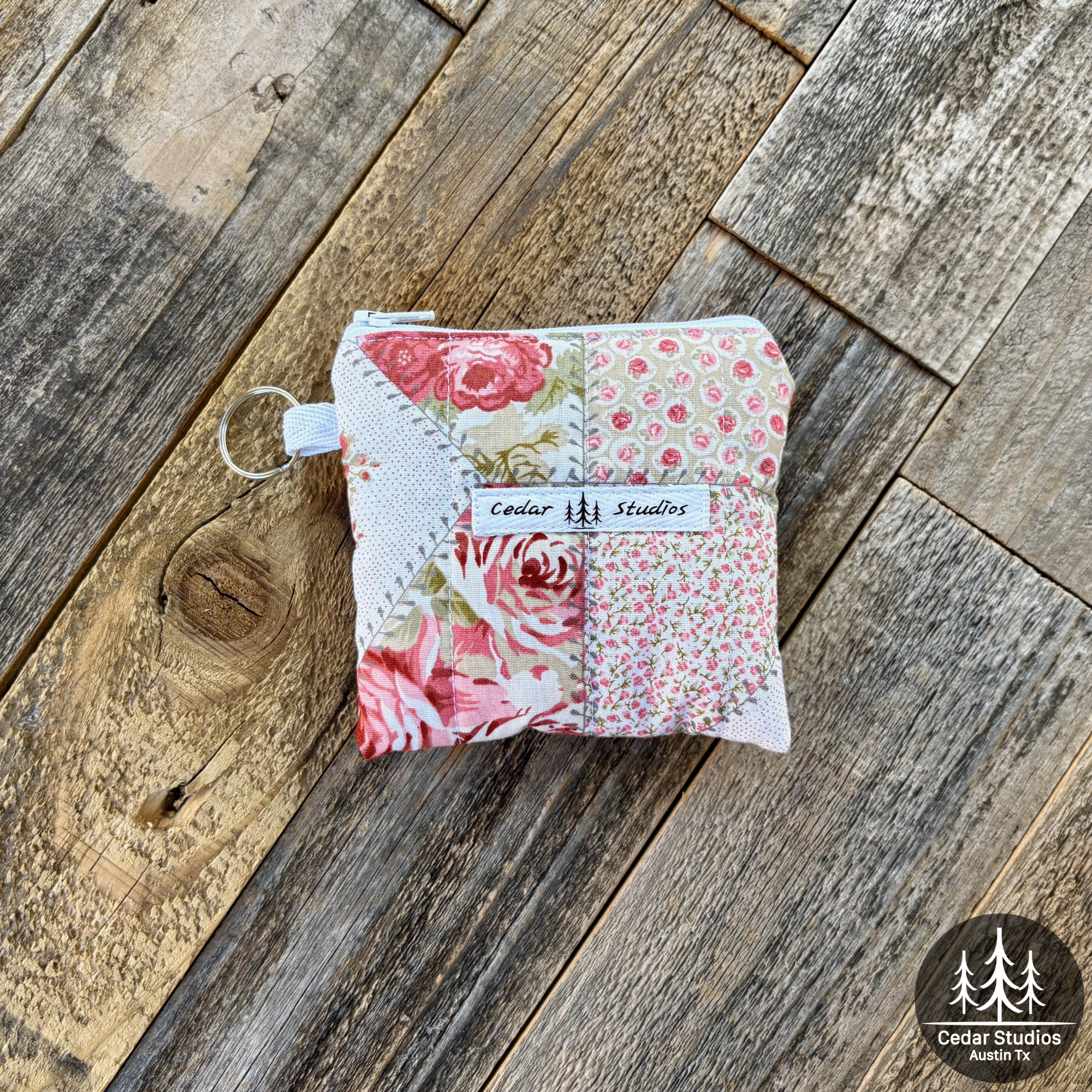 Patchwork Rose Keychain Wallet