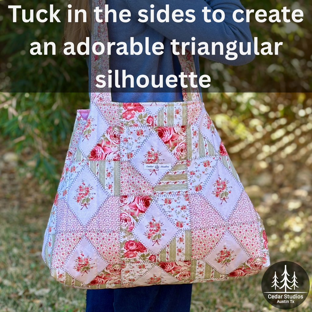 Patchwork Rose Quilted Weekender Tote Bag
