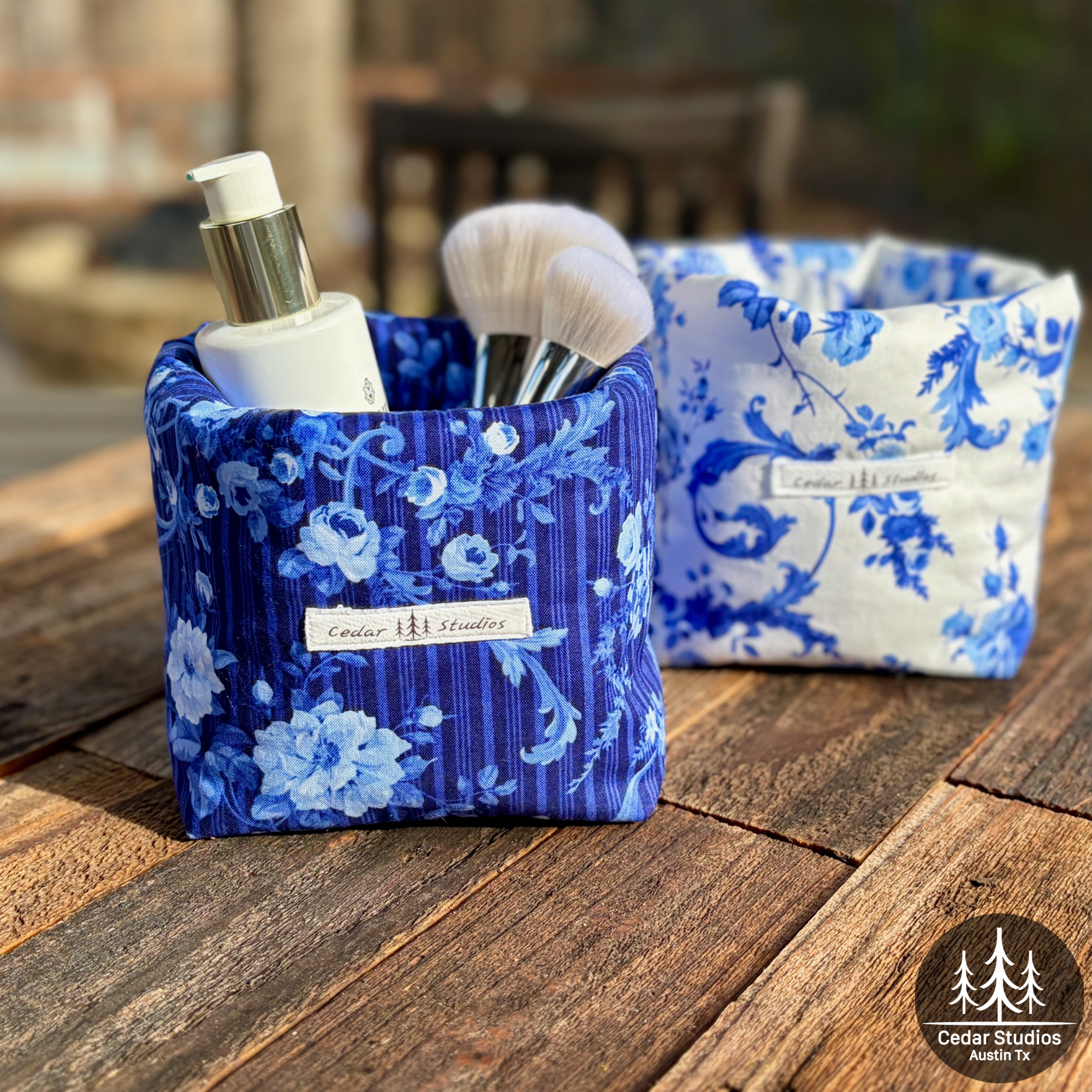 Handmade Puffy Fabric Bowl Organizer – Blue-tiful