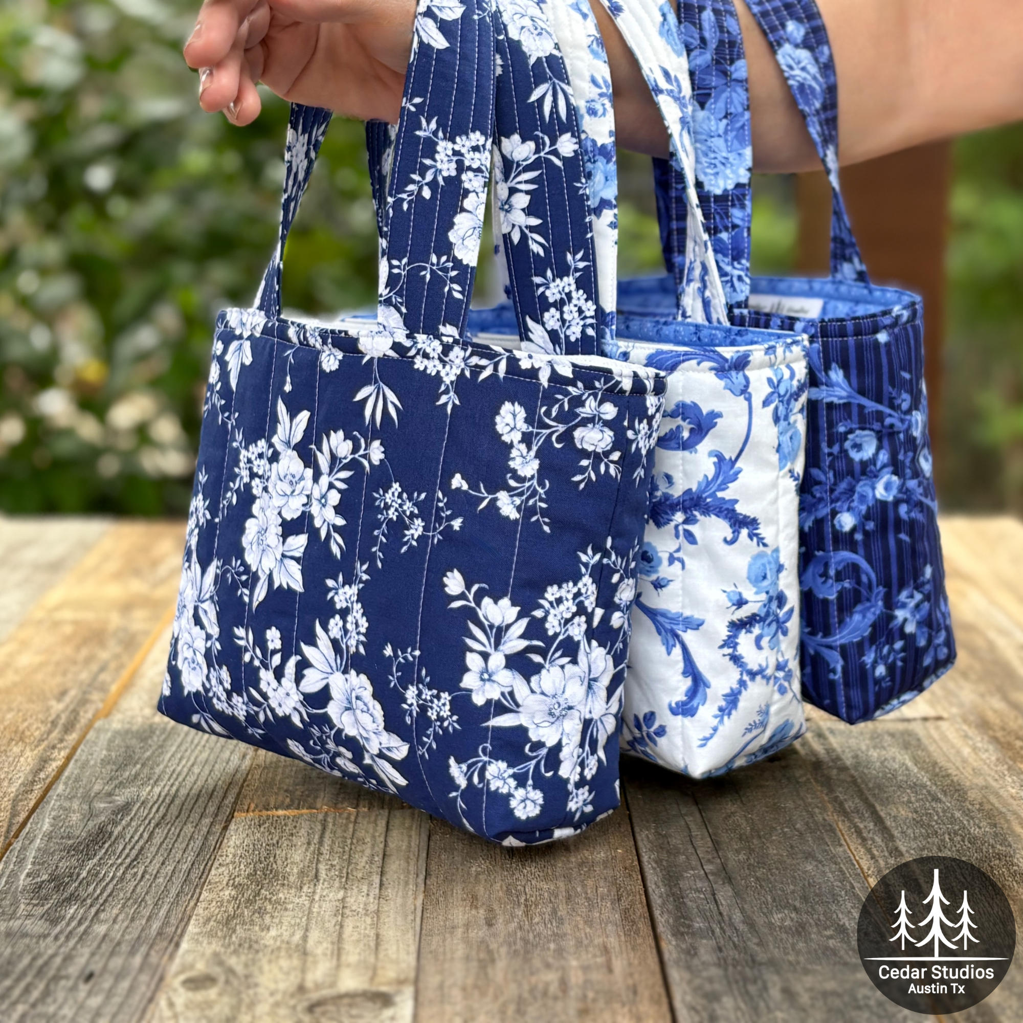 Quilted Bible Tote Bag Blue-tiful